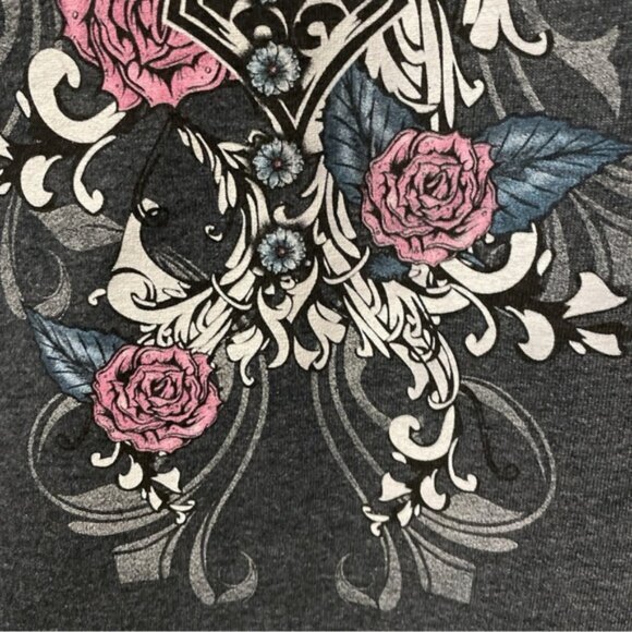 Lady Biker Sturgis 2014 Motorcycle Rally Retro Tattoo Cross Roses Tattoo Size XL - Picture 7 of 13